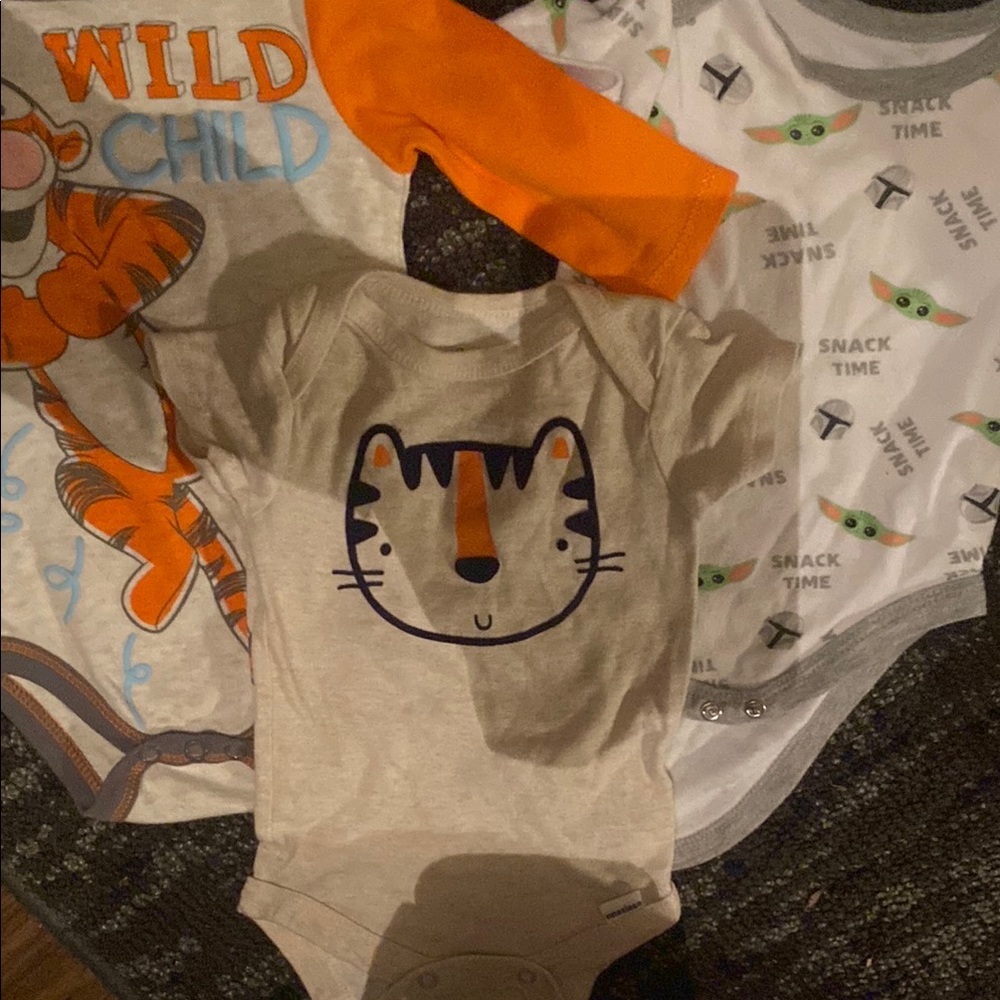 Orange and Cream Tiger Print Kids One Piece set 15$